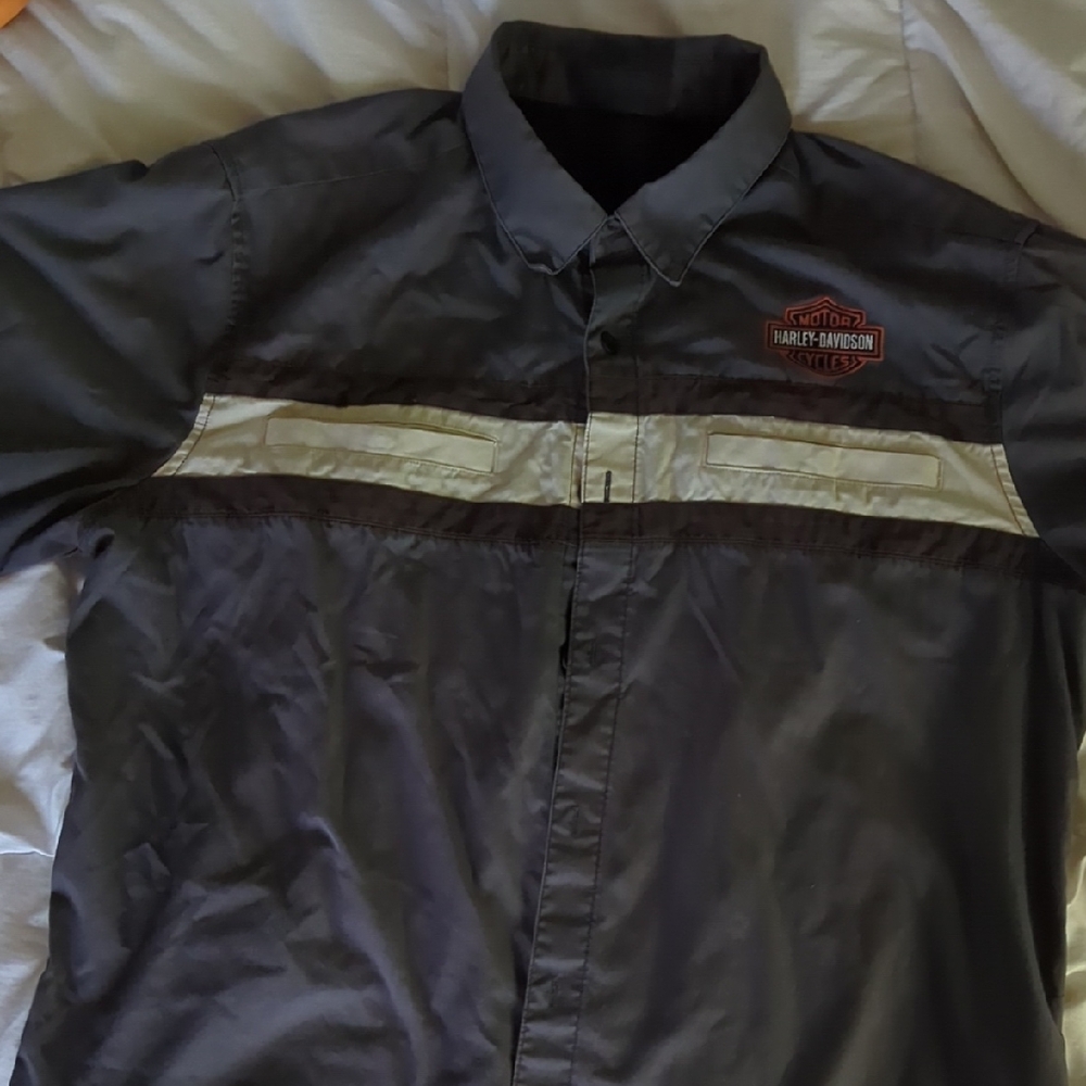 Harley-Davidson Men's Gray and White Shirt Jacket